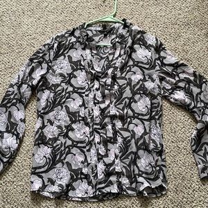 Banana Republic Floral Gray Blouse